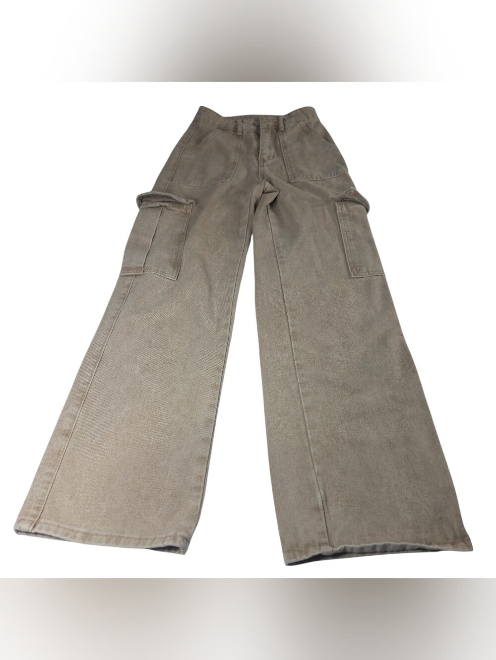 SHEIN Men's Wide-Leg Cargo Pants in Taupe Gray. Size XXS/ 0